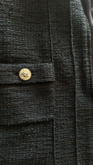 Navy Paris-Versailles Tweed Jacket With Detachable Collar and Cuffs