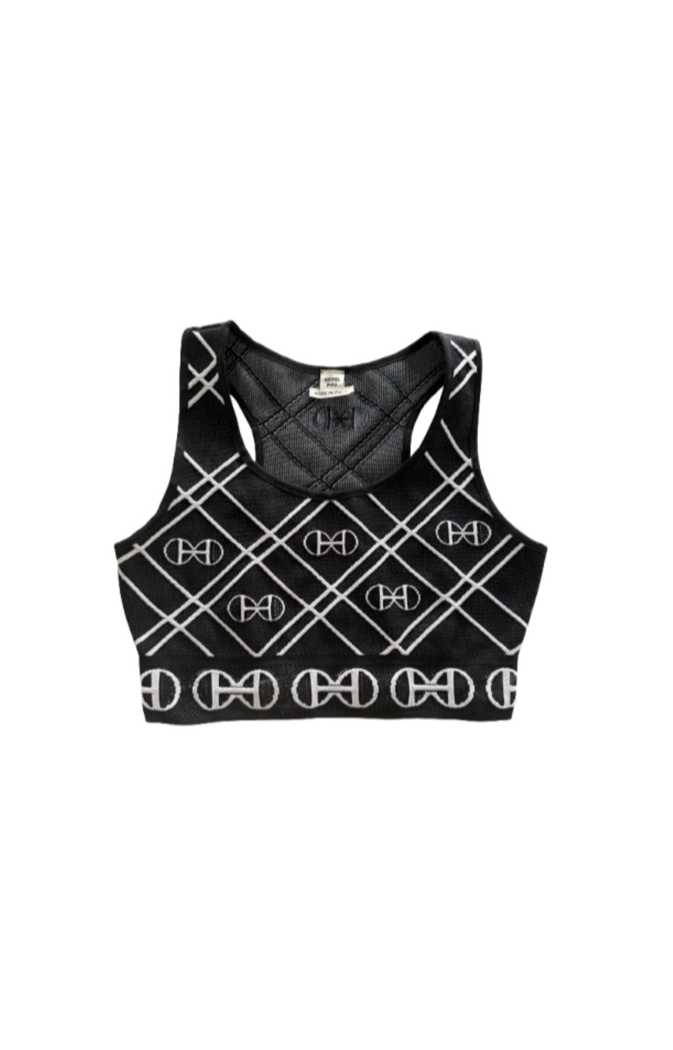 Hermes’ Black Technical Knit H Rond Crop Top & Shorts BRAND NEW