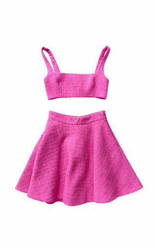 Valentino Pink Tweed Bralette & Skirt Set