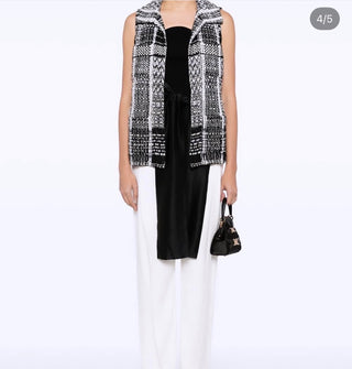 Chanel Black & White Tweed & Satin Waistcoat