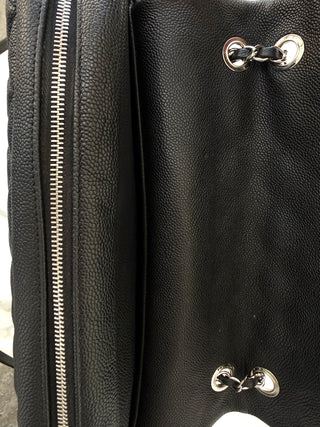 Black Quilted Caviar Jumbo Easy Flap Bag Good Condition