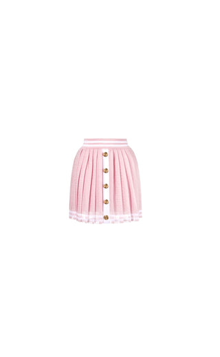 Pink PB Monogram Jacquard Pleated Skirt