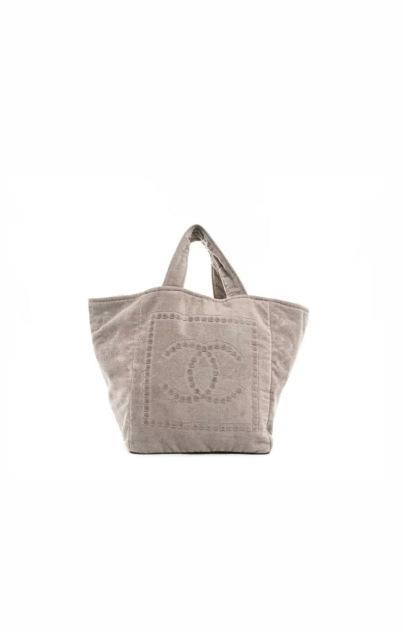 Beige Terry Towel Beach Bag With 2 x Towels