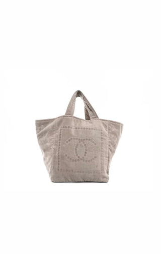 Beige Terry Towel Beach Bag With 2 x Towels