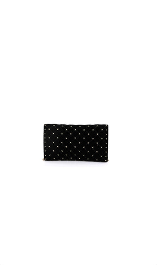 Black Quilted Velvet Rockstud Spike WOC