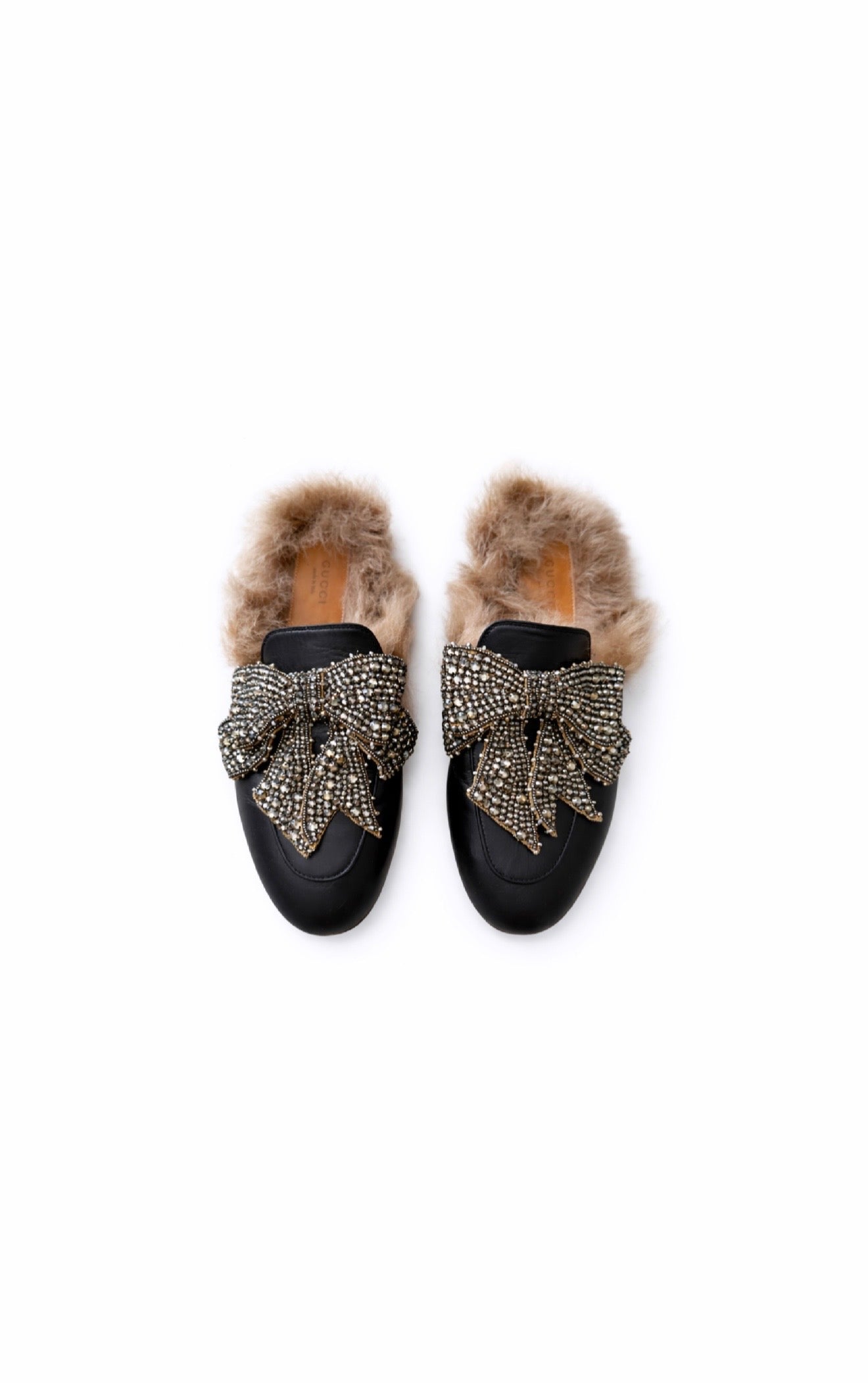 Gucci Black Faux Fur Mules