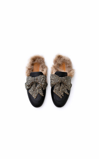 Gucci Black Faux Fur Mules