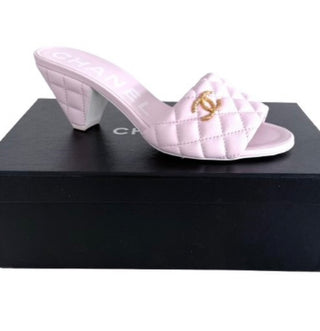Chanel Pink Quilted Lambskin Mules