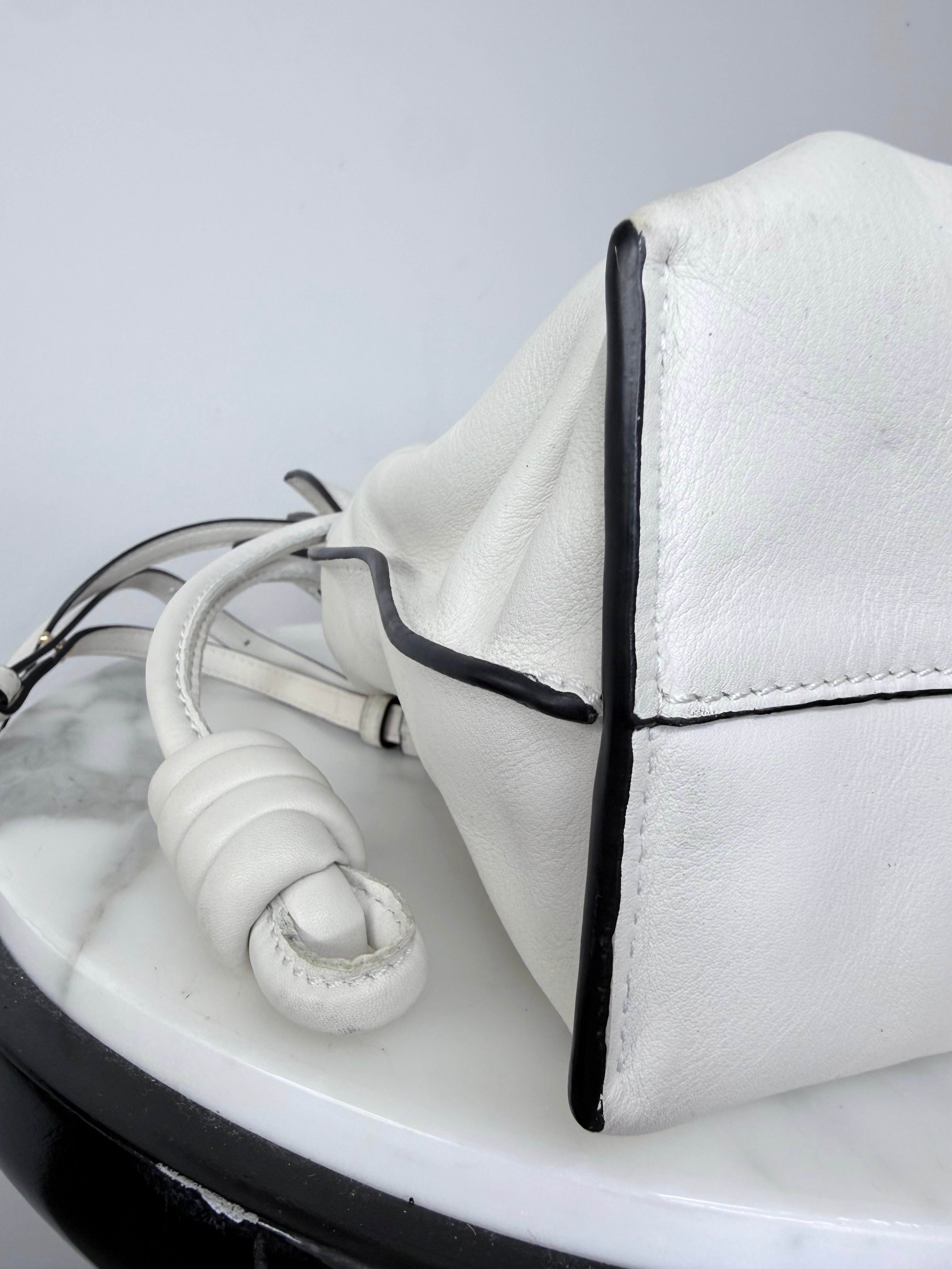 Loewe Dusty White Flamenco Clutch w Strap Excellent Condition