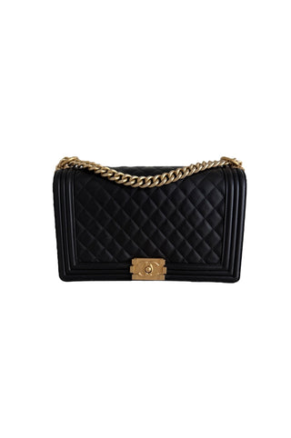Chanel Black Quilted Lambskin Medium Boy Bag