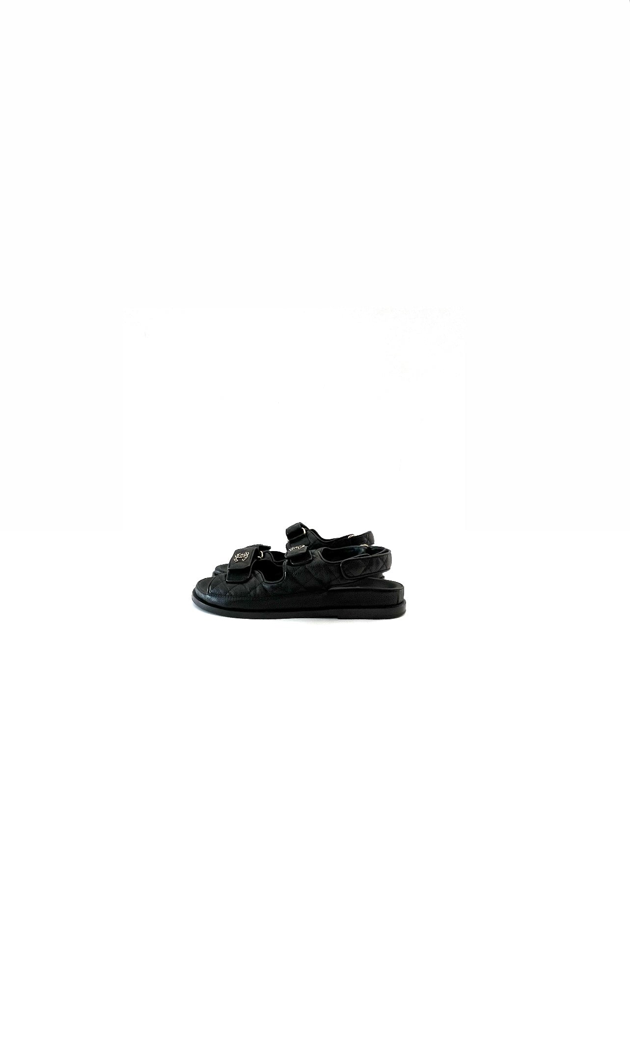 Black Grained Calfskin Velcro Dad Sandals