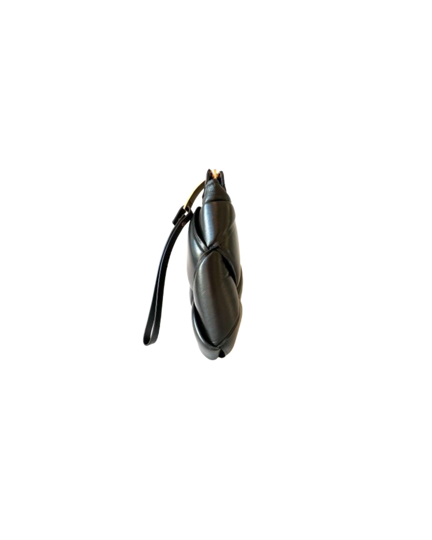 Black Intreccio Leather Clutch Pouch