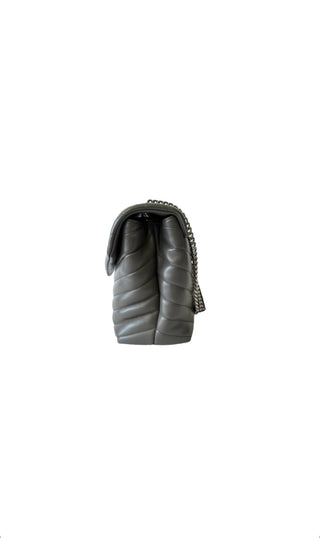 Dark Grey Chevron Quilted Leather LouLou Bag