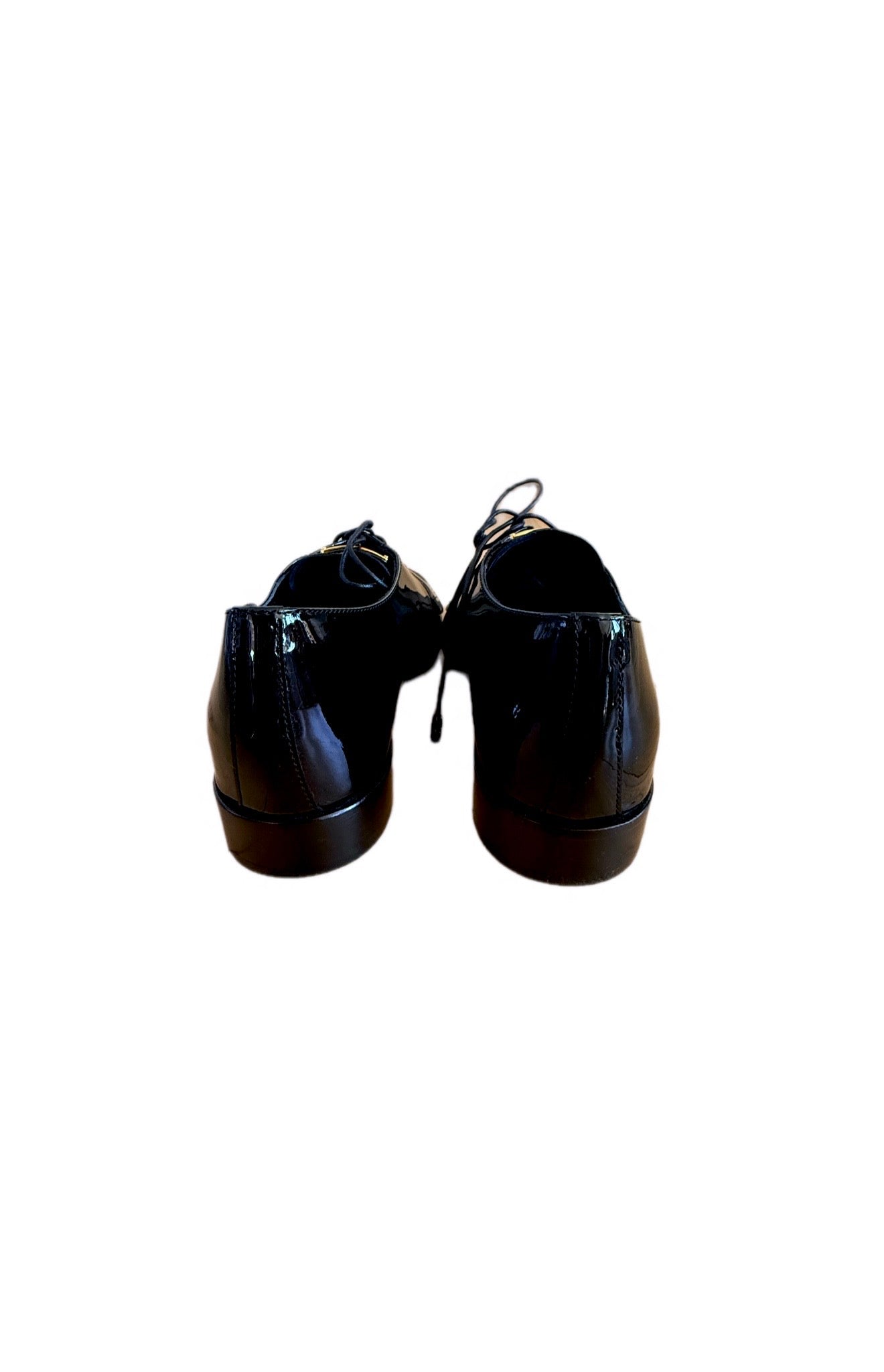 Prada Black Patent Leather Lace Up Shoes BRAND NEW