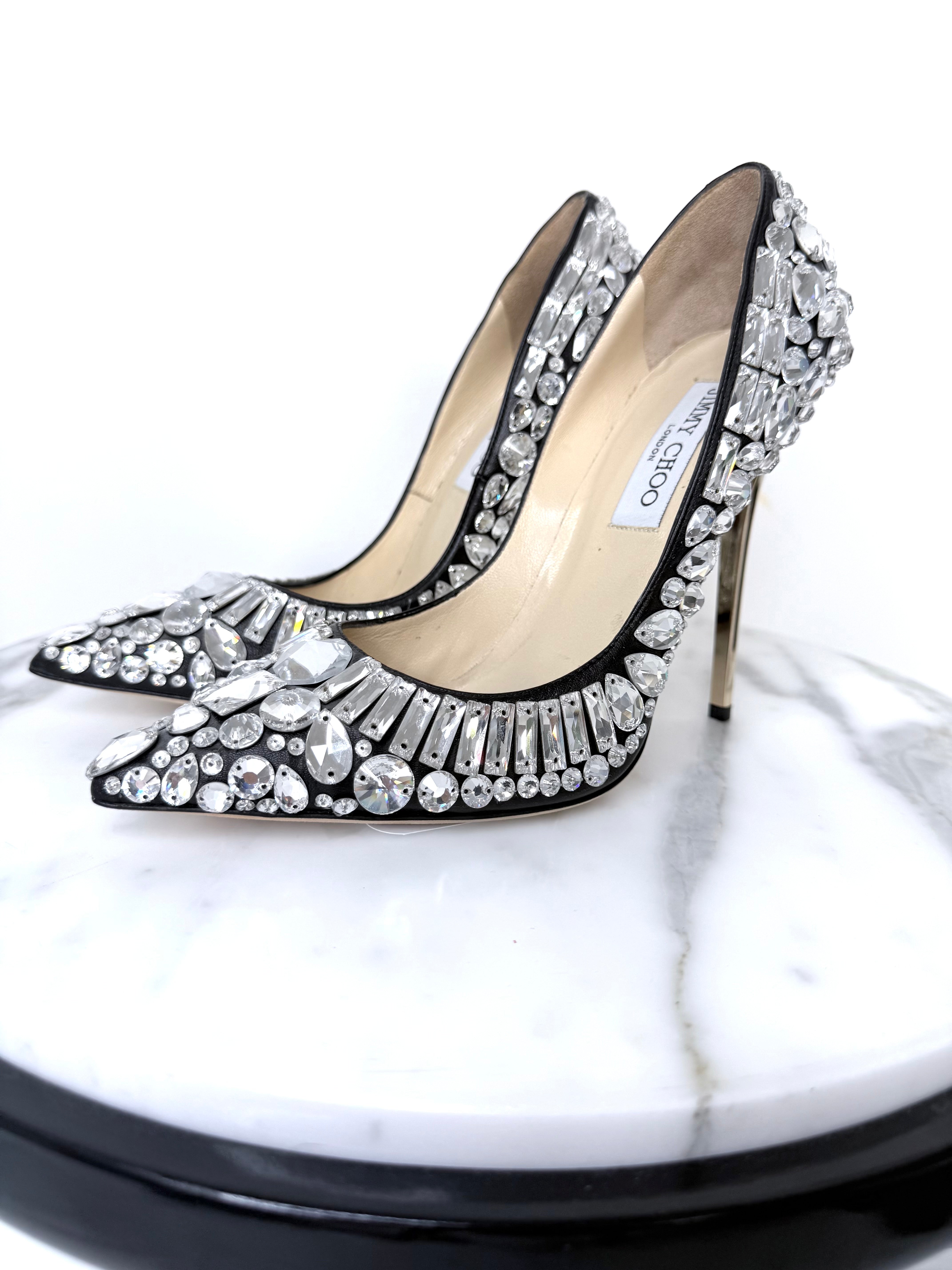 JIMMY CHOO Swarovski Crystal Tia Jewelled Pointed Toe Pumps