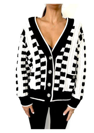 Chanel Black & White Cashmere Cardigan