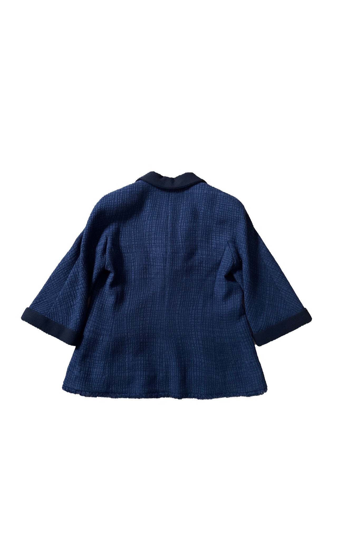 Chanel Navy Blue Wool & Silk Tweed Jacket Size 44