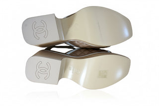 Chanel Beige Quilted Platform Slingback’s BRAND NEW SIze 37