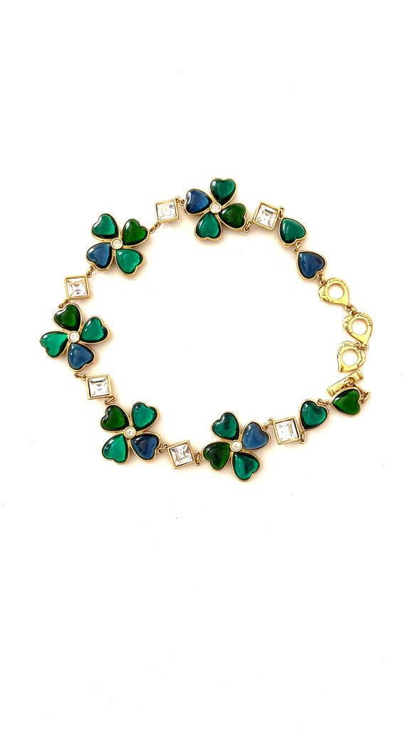 Vintage Jewelled Clover Necklace