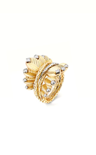 Yellow Gold Grain De Cafe Diamonds Ring￼
