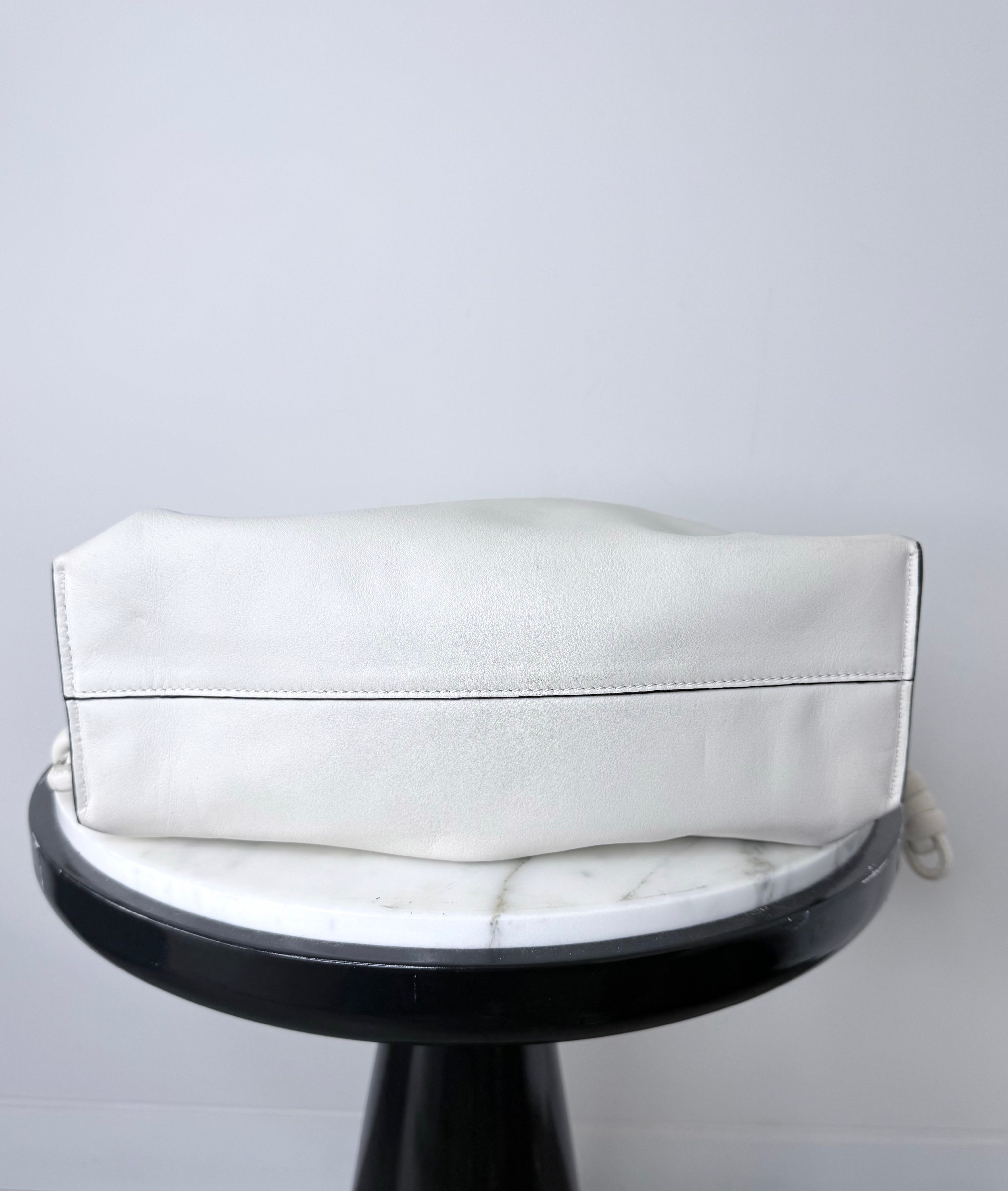 Loewe Dusty White Flamenco Clutch w Strap Excellent Condition