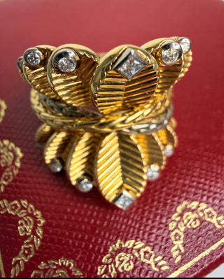 Yellow Gold Grain De Cafe Diamonds Ring￼