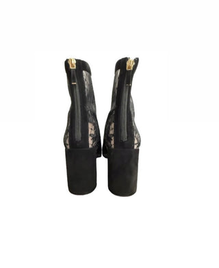 Black Mesh Suede Ankle Boots