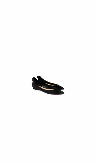 Black Suede Flat Shoes w Gold Hearts