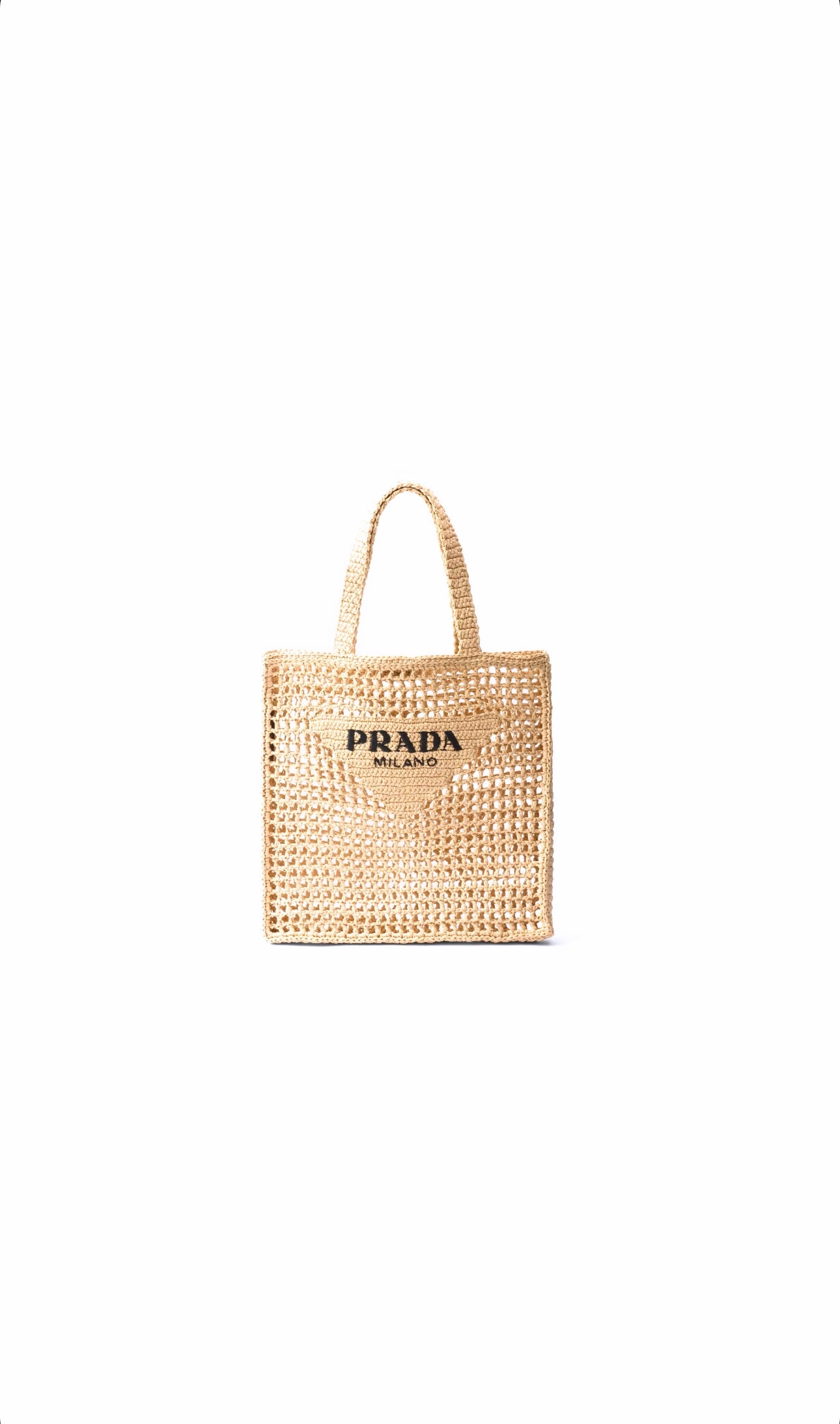 Beige Crochet Logo Tote Bag