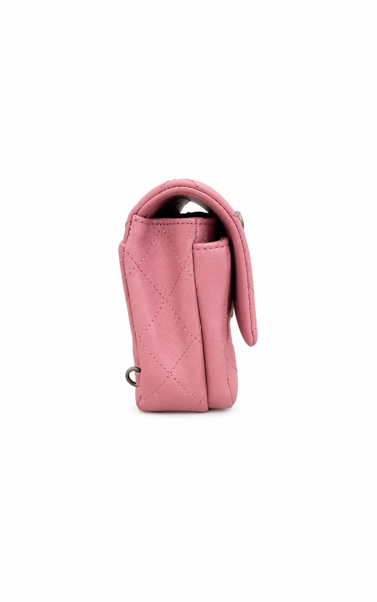 Chanel Pink Lambskin Double Carry Waist Chain Flap Bag Excellent Condition