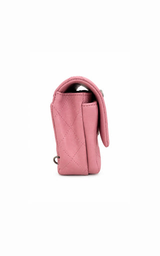 Chanel Pink Lambskin Double Carry Waist Chain Flap Bag Excellent Condition