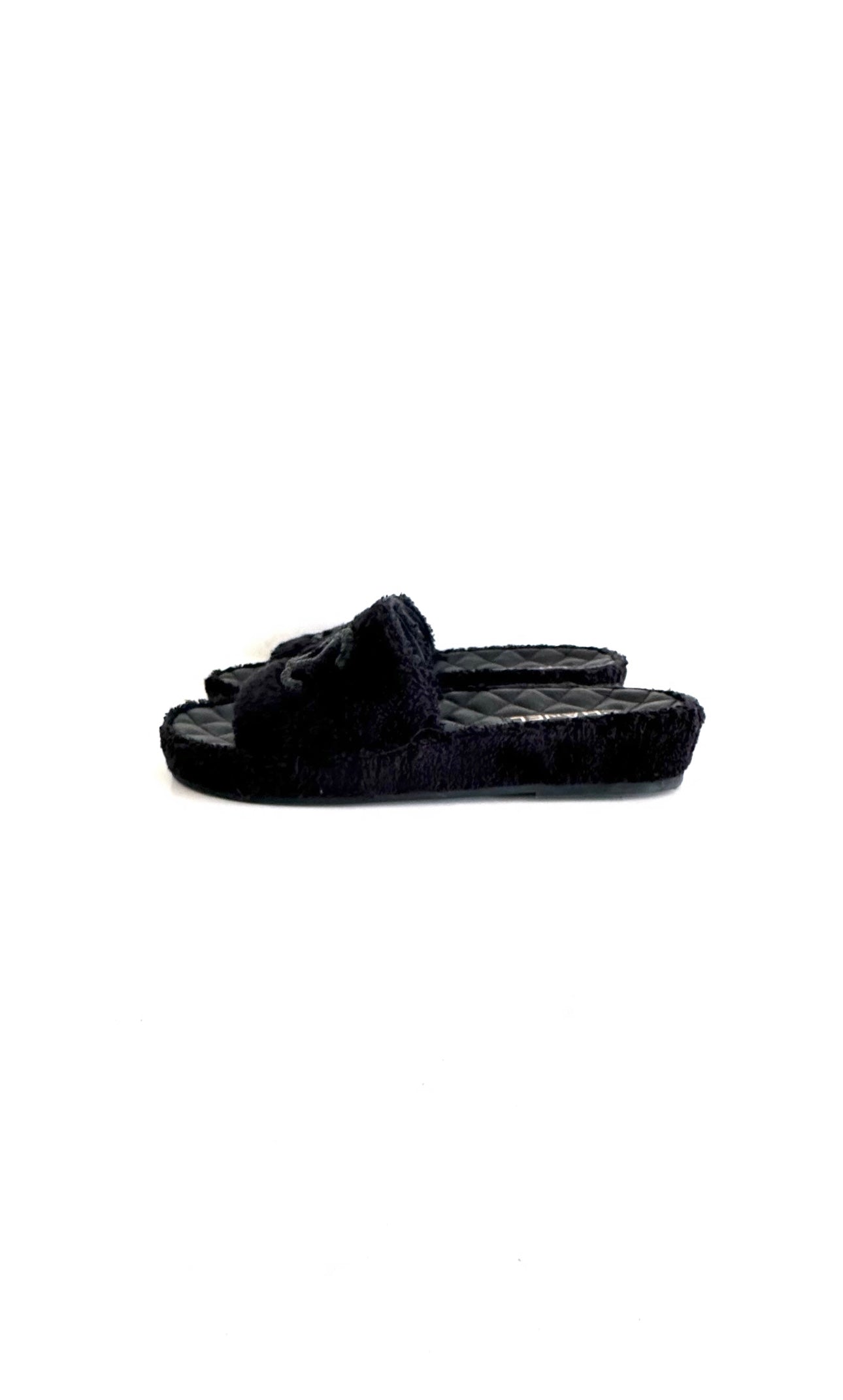 Black Interlocking CC Terry Cloth Slides