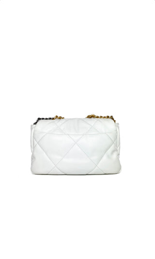 White Chanel 19 Small Flap Bag in Lambskin Leather