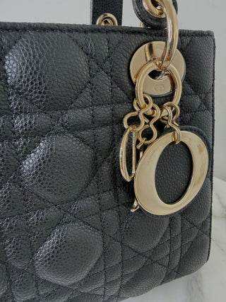 Dior Black Small Cannage Grained Calfskin Lady Dior Bag EXCELLENT CONDITION