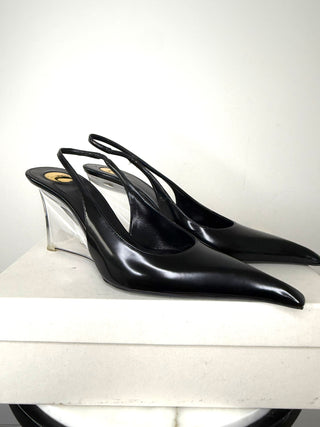 Saint Laurent Black Patent Miller Slingback Pumps Excellent Conditon