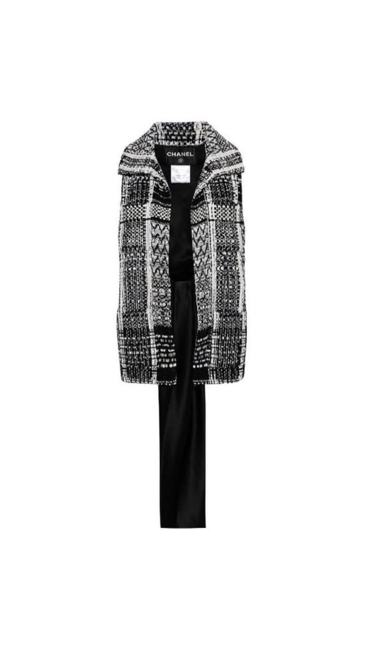 Chanel Black & White Tweed & Satin Waistcoat