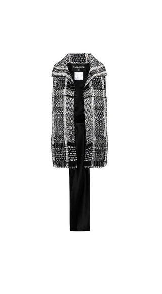 Chanel Black & White Tweed & Satin Waistcoat