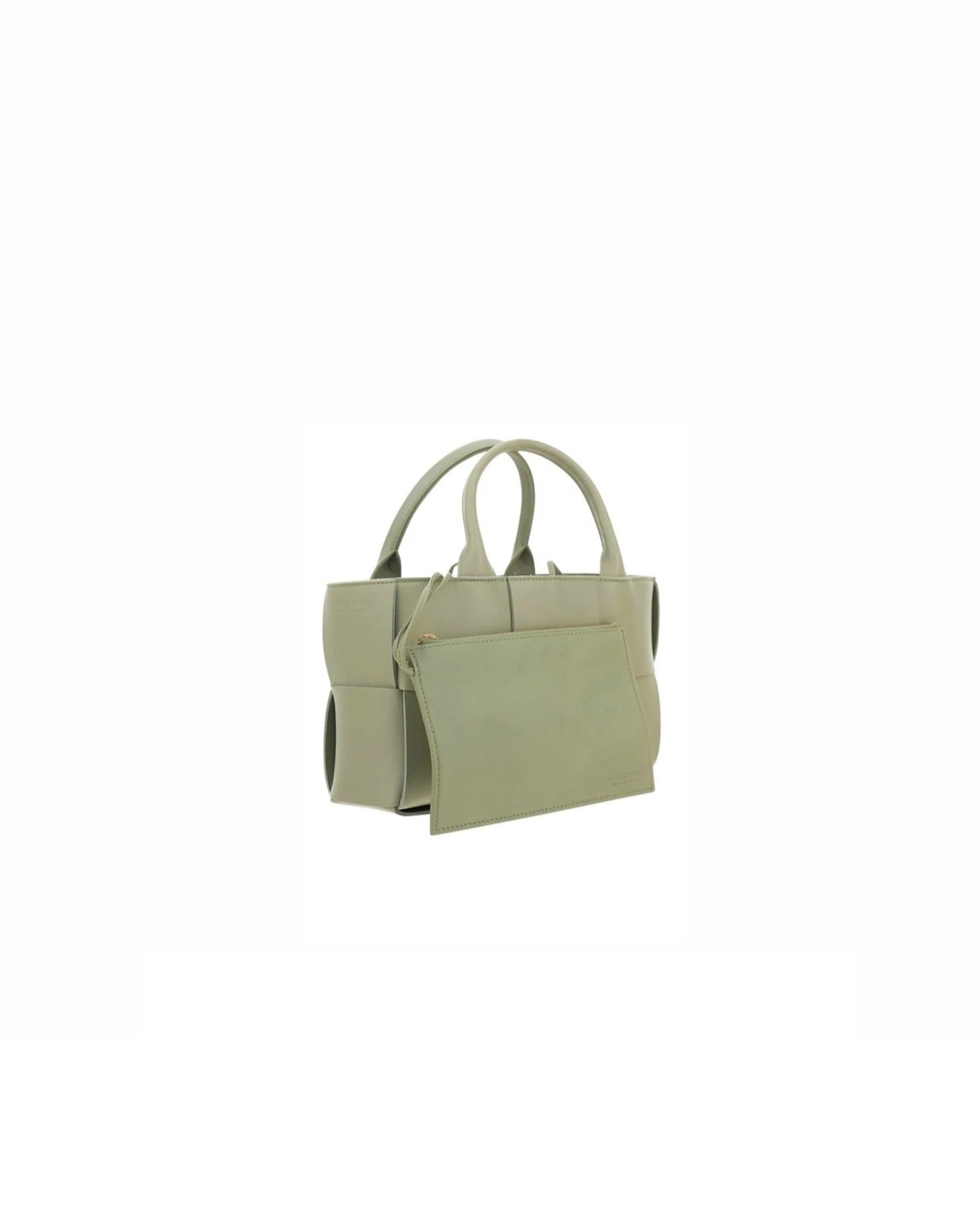 Travertine Intreccio Leather Mini Arco Bag