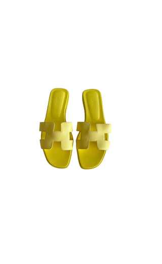 Hermes Yellow Epsom Leather Oran Sandals