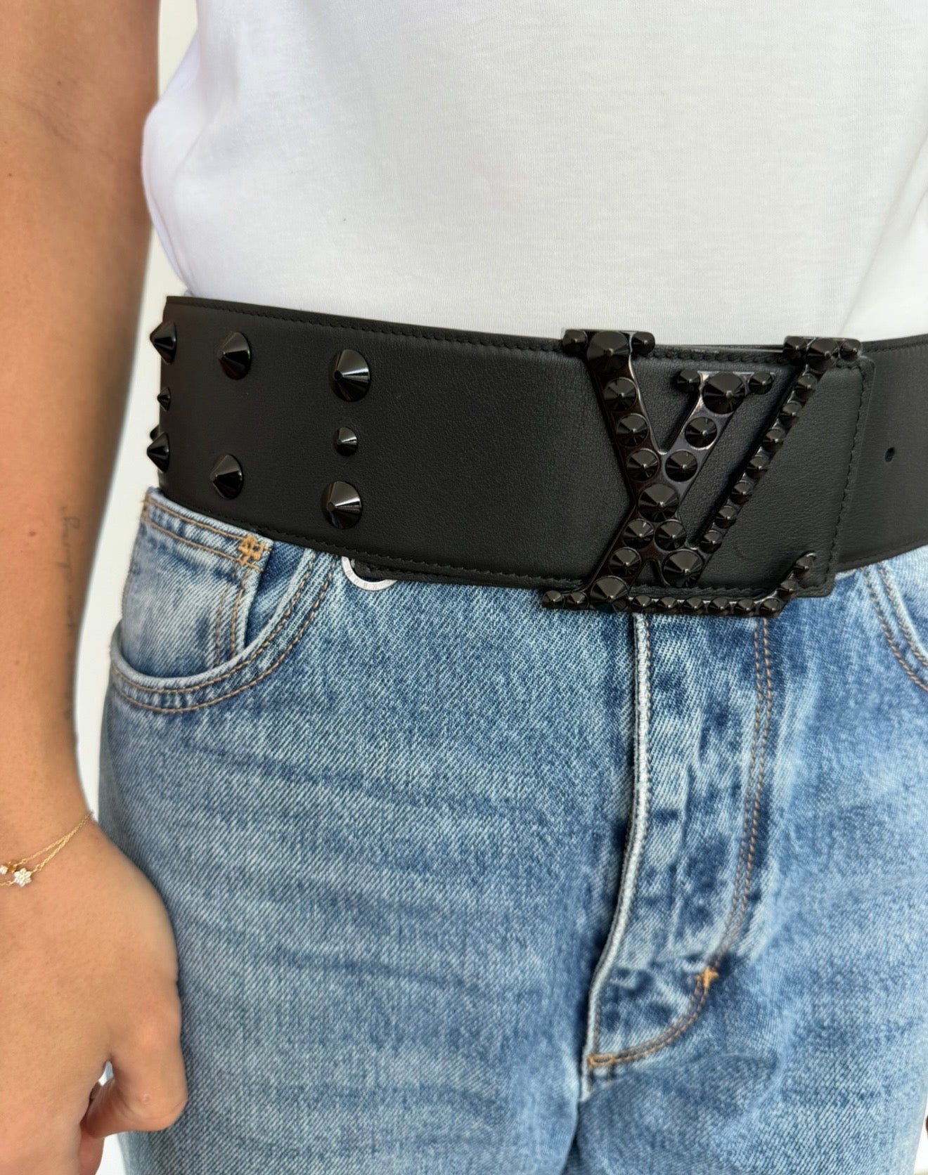 Louis Vuitton Black LV Studded Belt Size 75 & 85