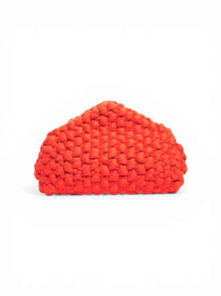 Red Chunky Knit Small Tip Top Handle Bag