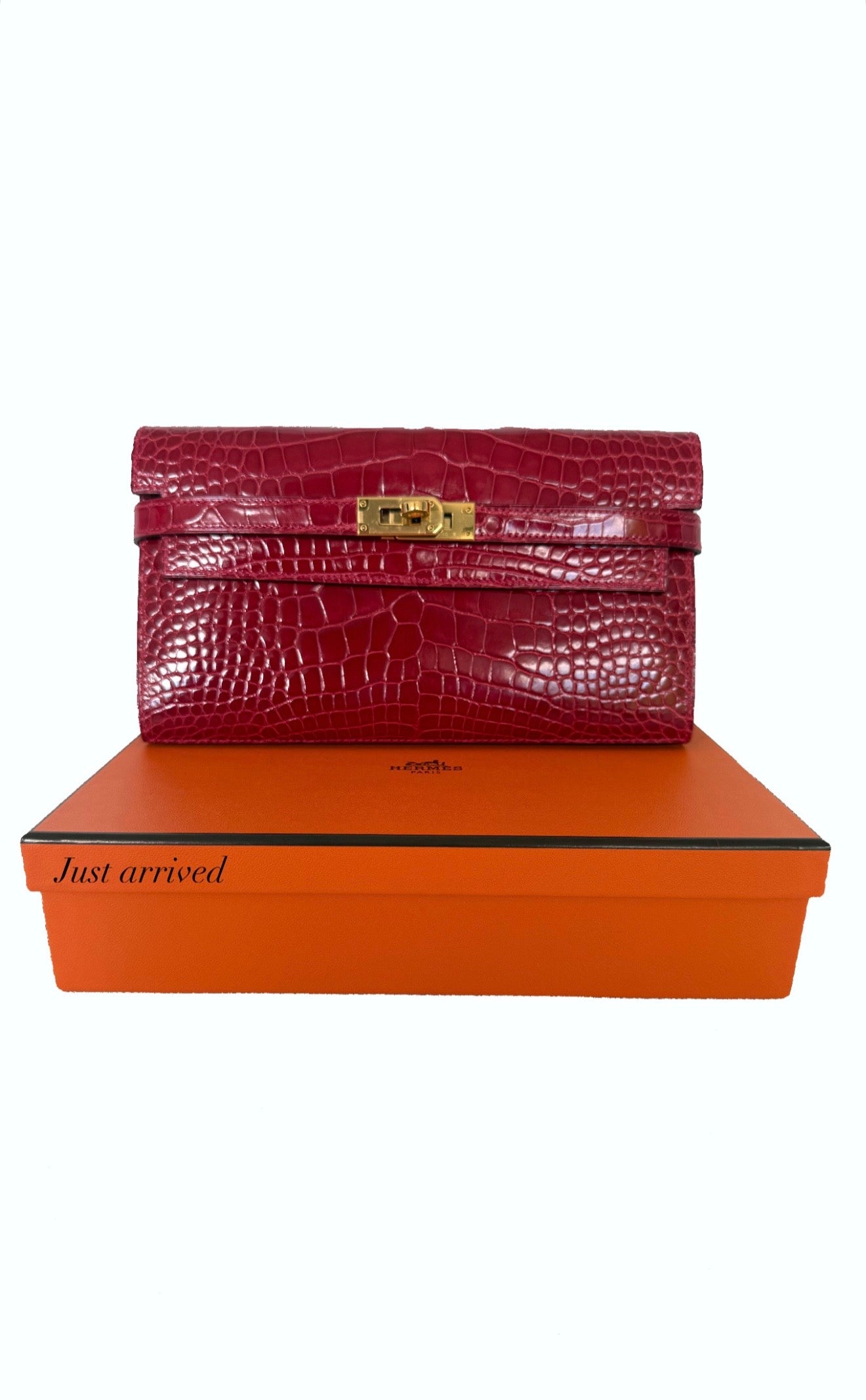 Rouge Shiny Crocodile Kelly Longue Wallet