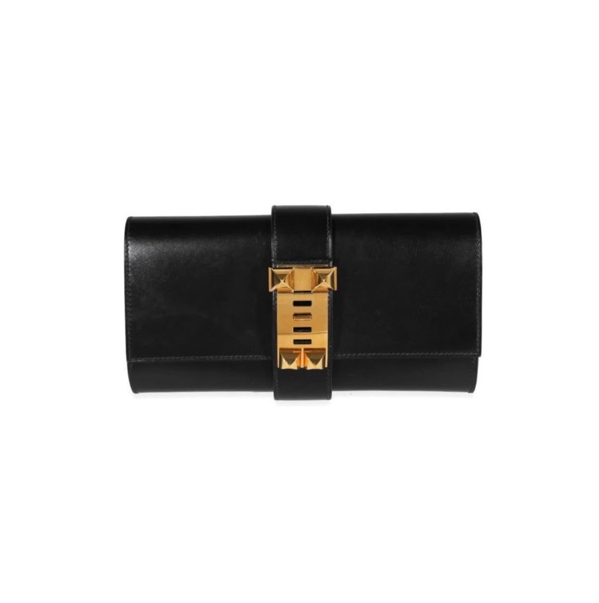Hermes Black Medor 23 Box Calf Clutch