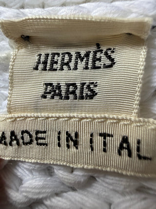 Hermes White Cotton Knot Cardigan w Rope Belt