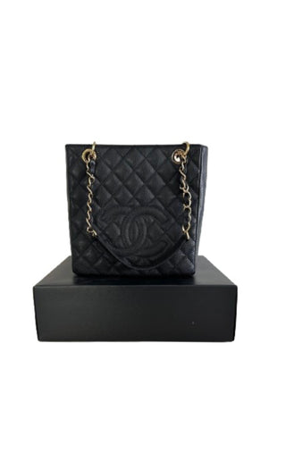 Black Quilted Caviar Leather PST