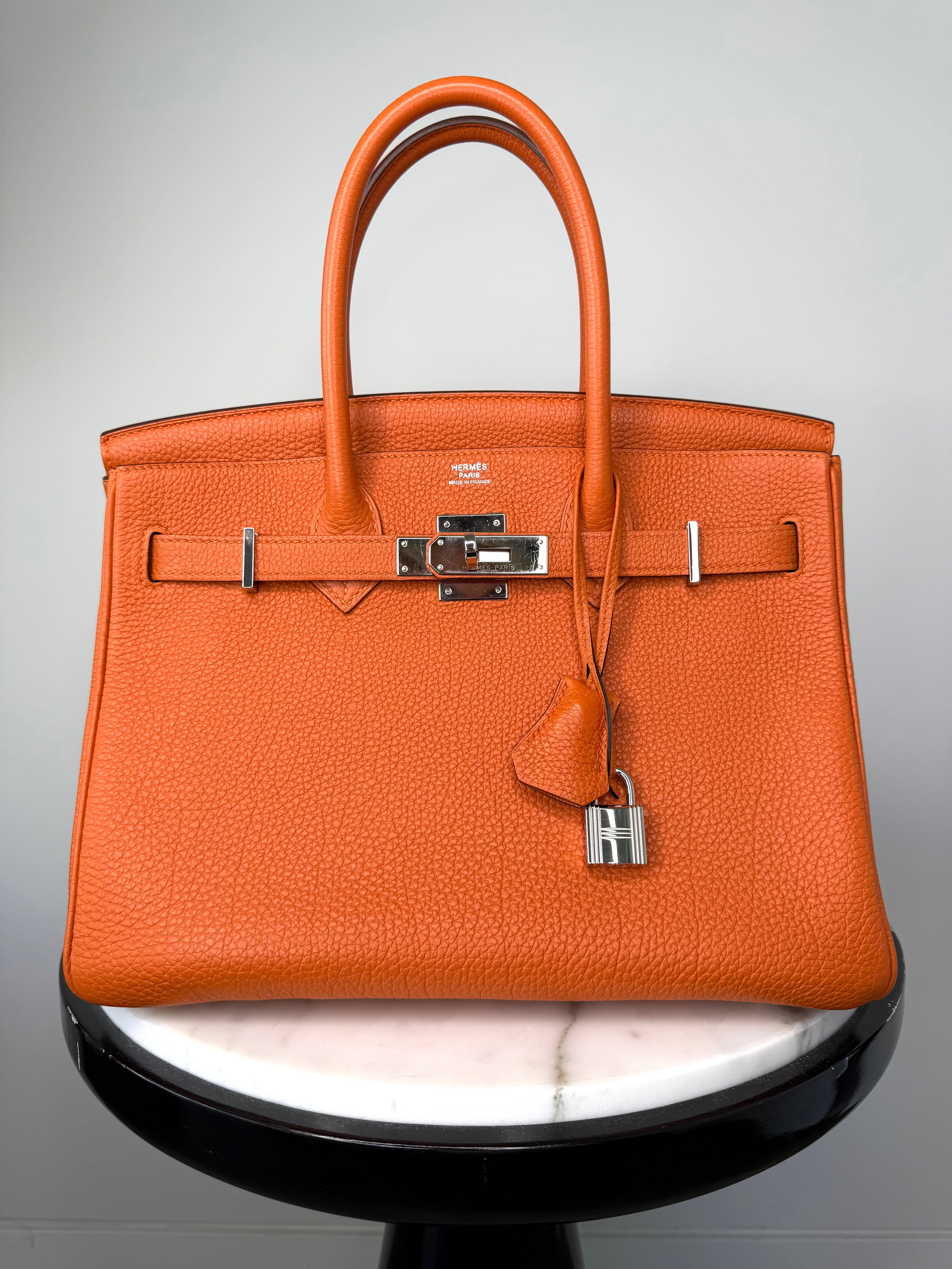 Orange Birkin 30 Palladium Hardware Excellent Condition