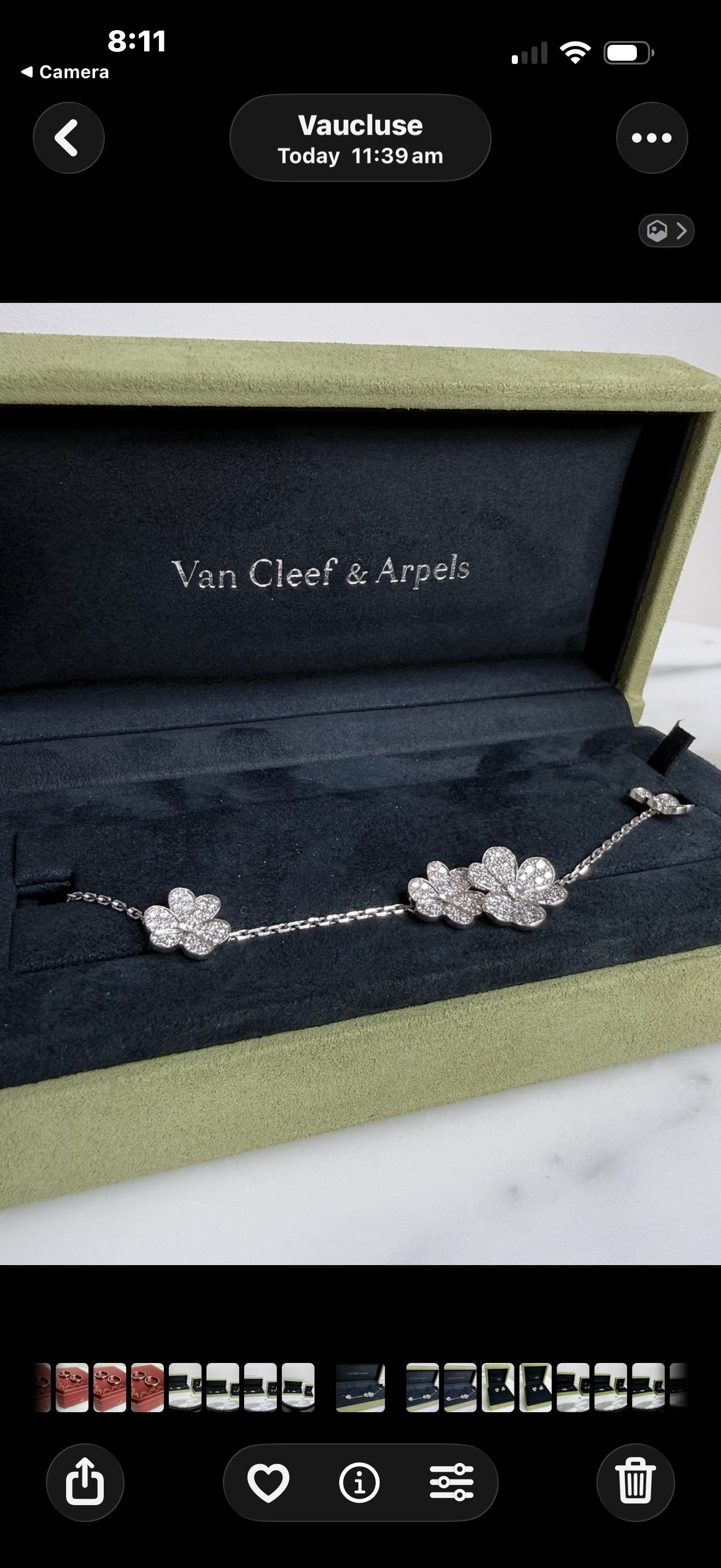 Van Cleef Frivole Bracelet 5 Flowers 18k White Gold Diamonds