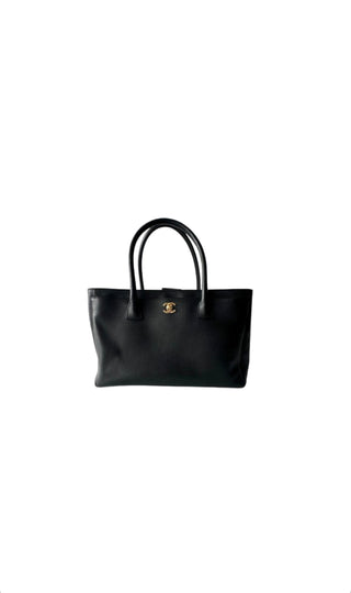 Black Caviar Leather Cerf Executive Tote