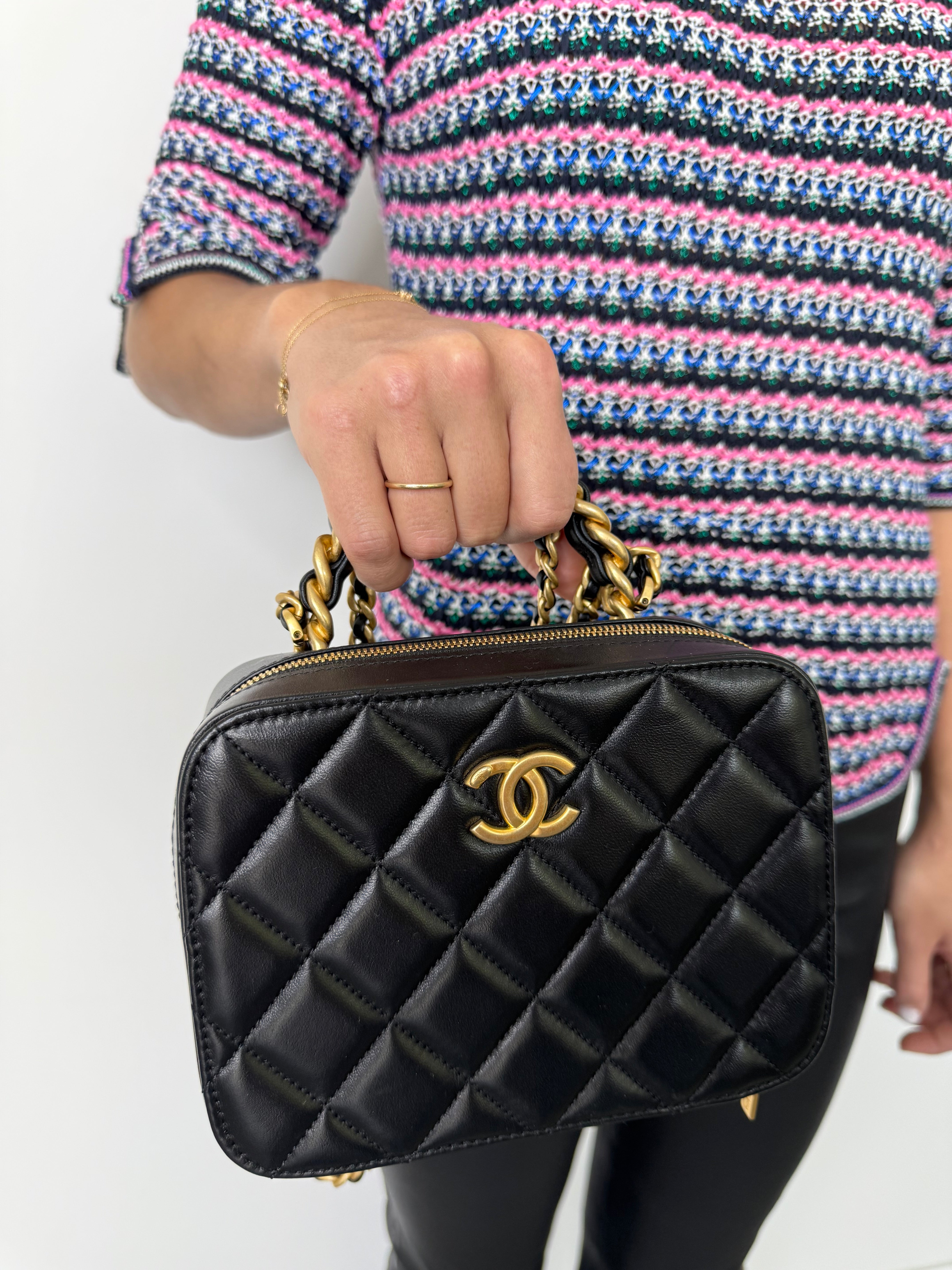 Chanel Black Top Handle Vanity Case