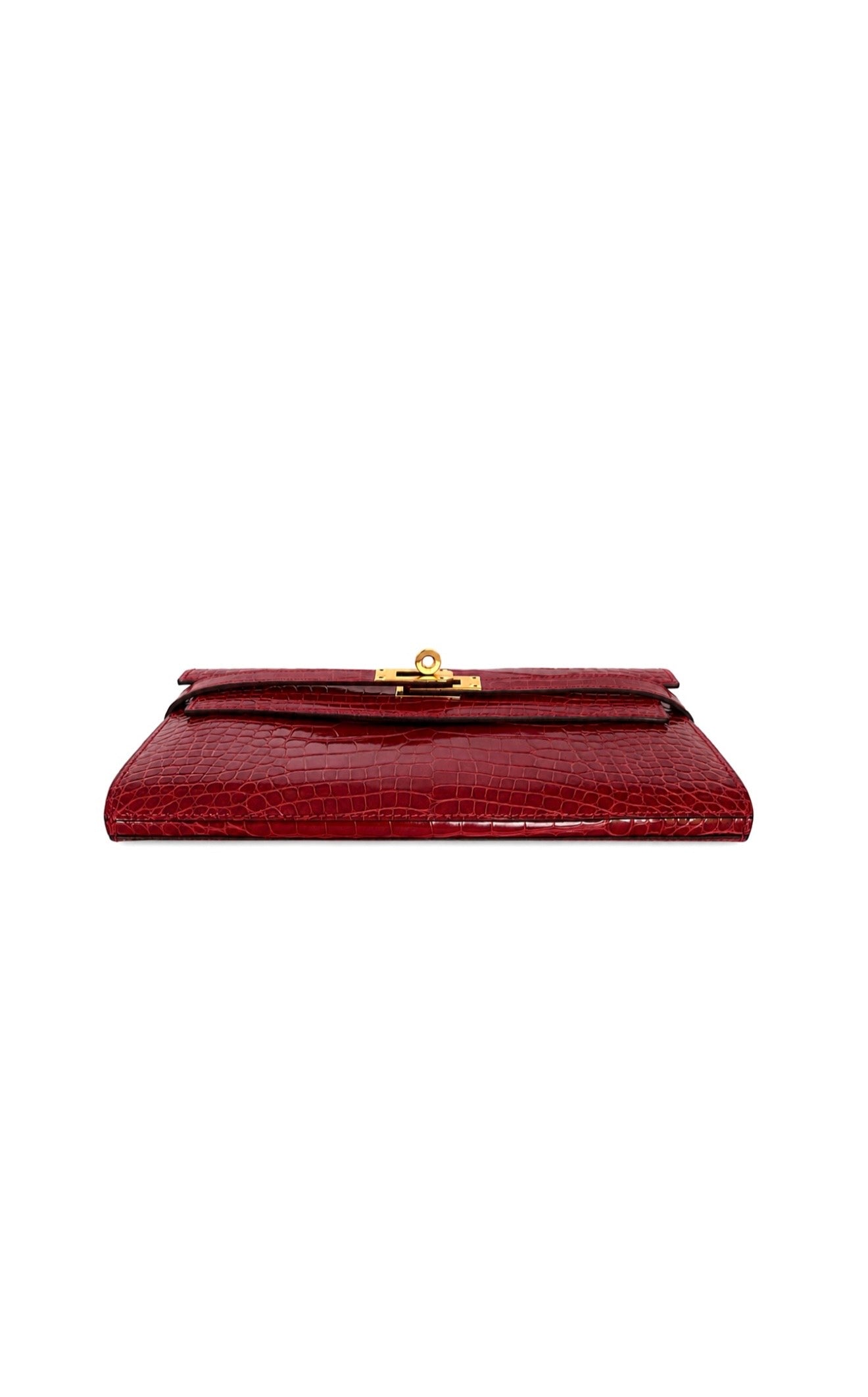 Rouge Shiny Crocodile Kelly Longue Wallet